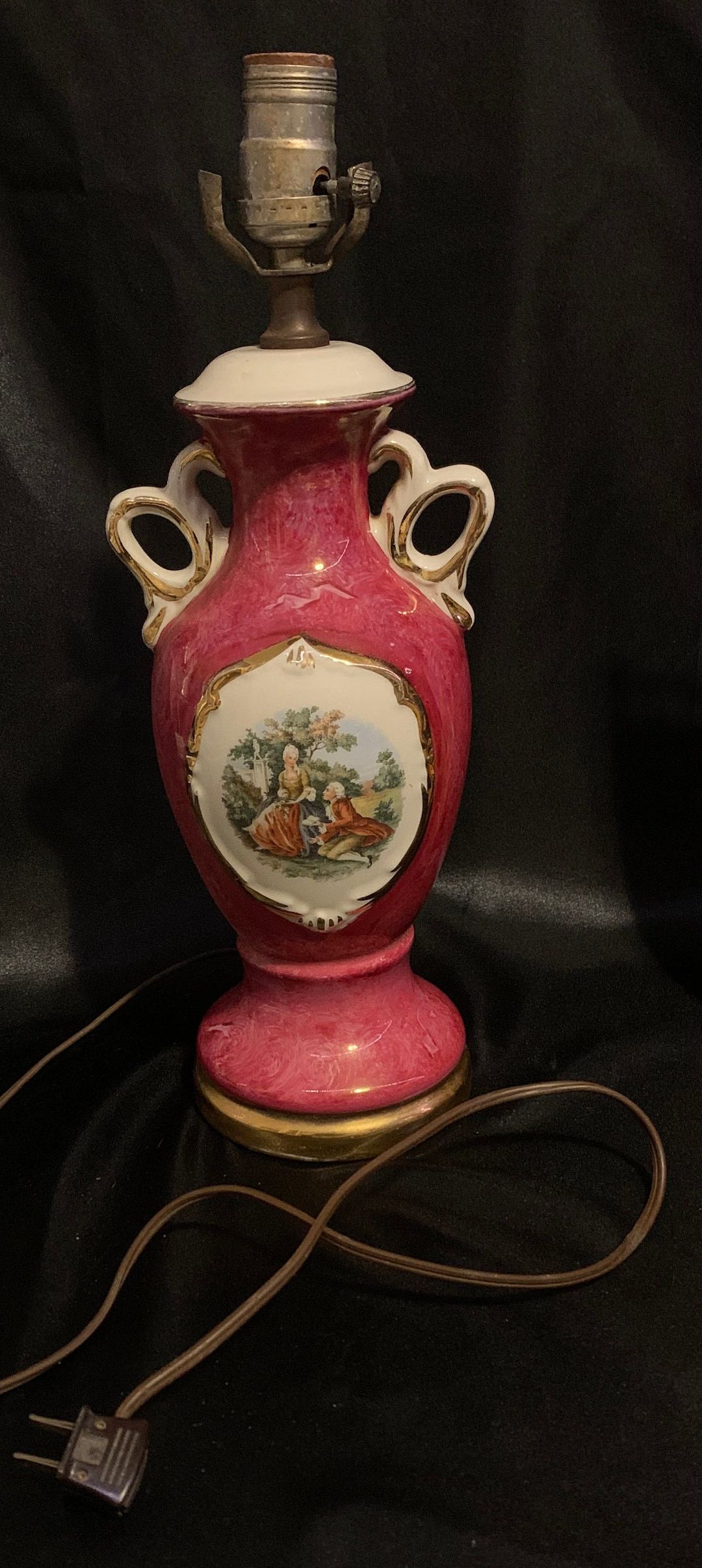 Vintage 1940 Victorian Porcelain Red George Martha Washington Floral Gold Trim MCM Table Lamp - E... | Etsy (US)