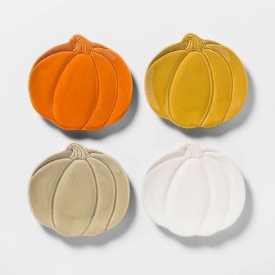 7" 4pk Stoneware Pumpkin Appetizer Plates - Threshold™ | Target
