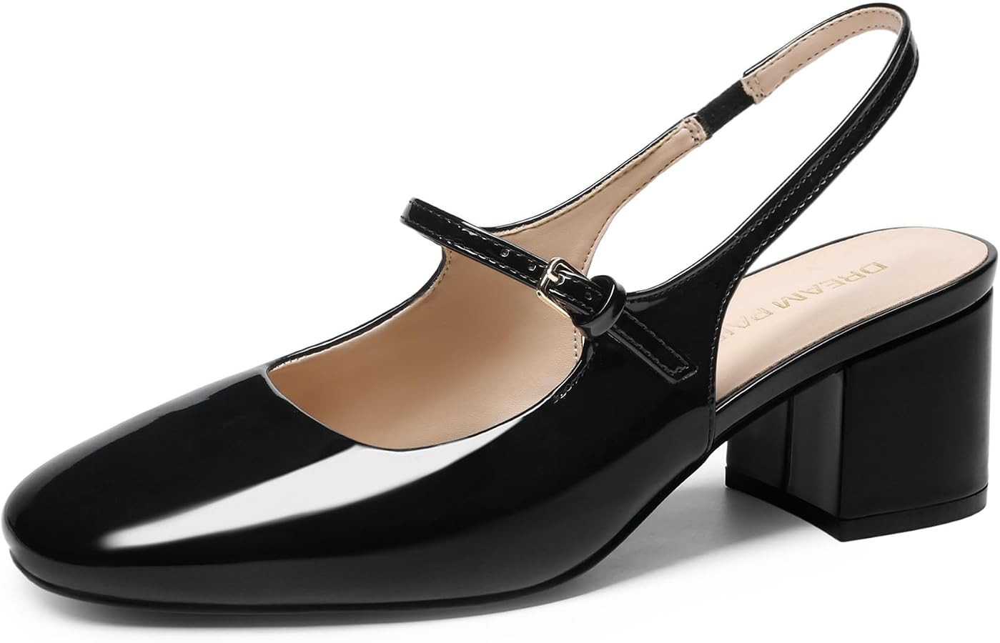 DREAM PAIRS Damen Mary Jane Niedrige Chunky Heels Slingback Geschlossene Quadratische Zehen Abend... | Amazon (DE)