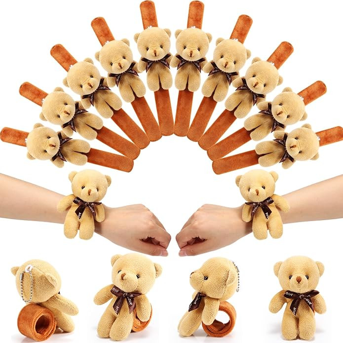 Ceenna 16 Pcs Bear Stuffed Animal Slap Bracelets Bear Plush Slap Bracelets 8.66 Inch Adorable Wri... | Amazon (US)