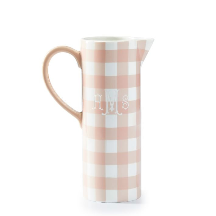 Gingham Ceramic Pitcher | Mark and Graham