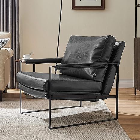 Volans Modern Faux Leather Accent Chair with Black Powder Coated Metal Frame, Single Sofa for Liv... | Amazon (US)