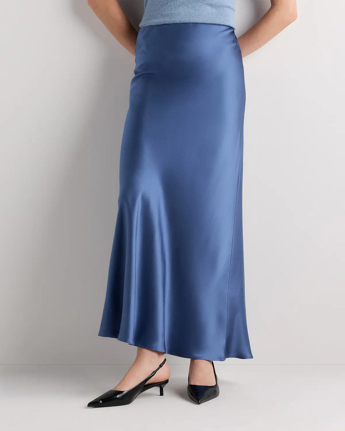 100% Washable Silk Maxi Skirt in Moonstone Blue | Quince