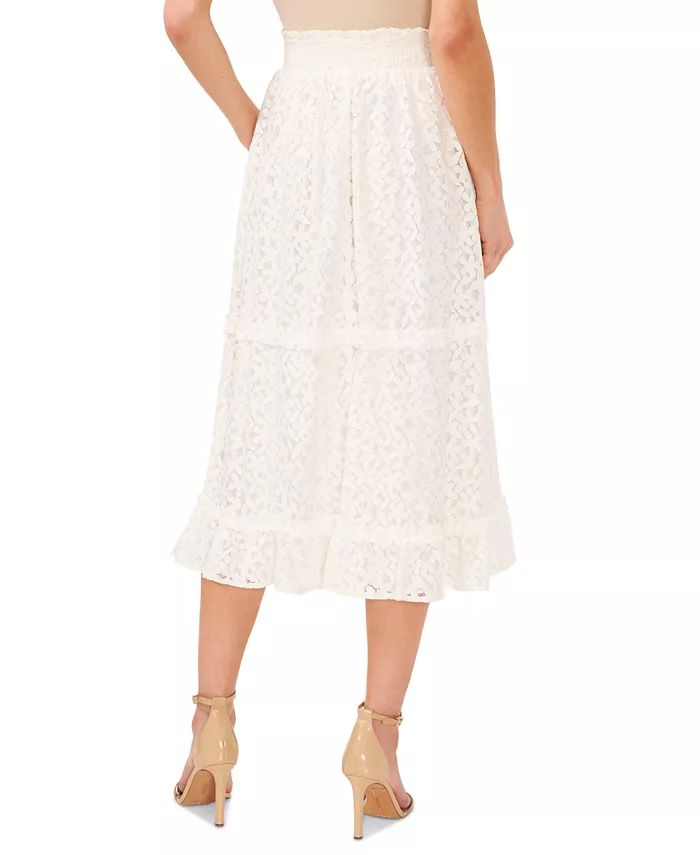 CeCe Women's Lace Smocked-Waist Midi Skirt - Macy's | Macy's