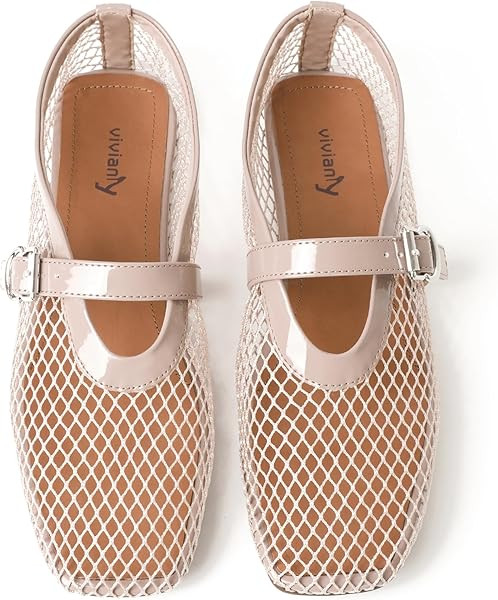 vivianly Mesh Ballet Flats Shoes for Women Flats Comfortable Dressy Round Toe Mesh Flats Fishnet ... | Amazon (US)