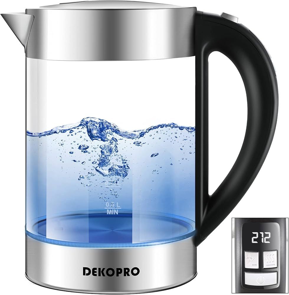 DEKOPRO Electric Tea Kettle 1.7L with Temperature Control, BPA-Free Glass Hot Water Kettle, 1500W... | Amazon (US)