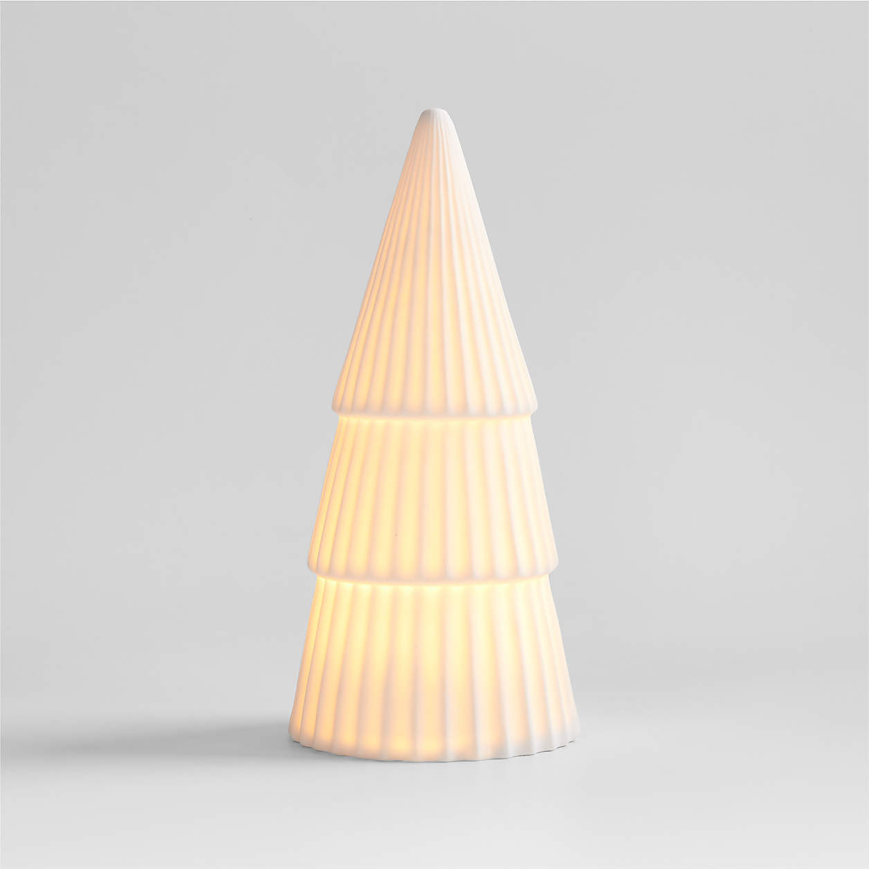 LED Extra-Small White Porcelain Christmas Tree Decorative Object + Reviews | Crate & Barrel | Crate & Barrel