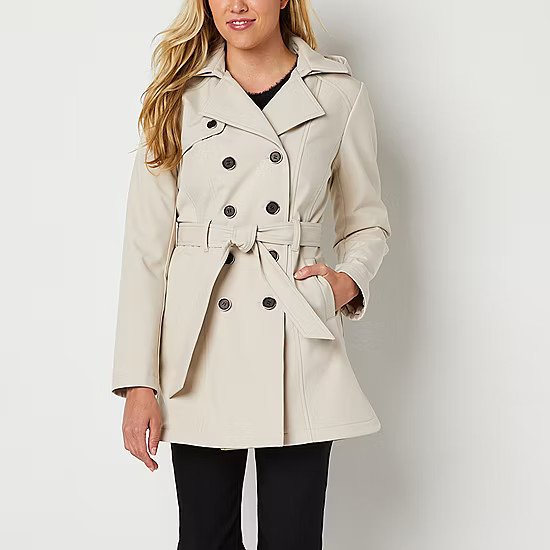 Liz Claiborne Hooded Belted Wind Resistant Midweight Trench Coat | JCPenney