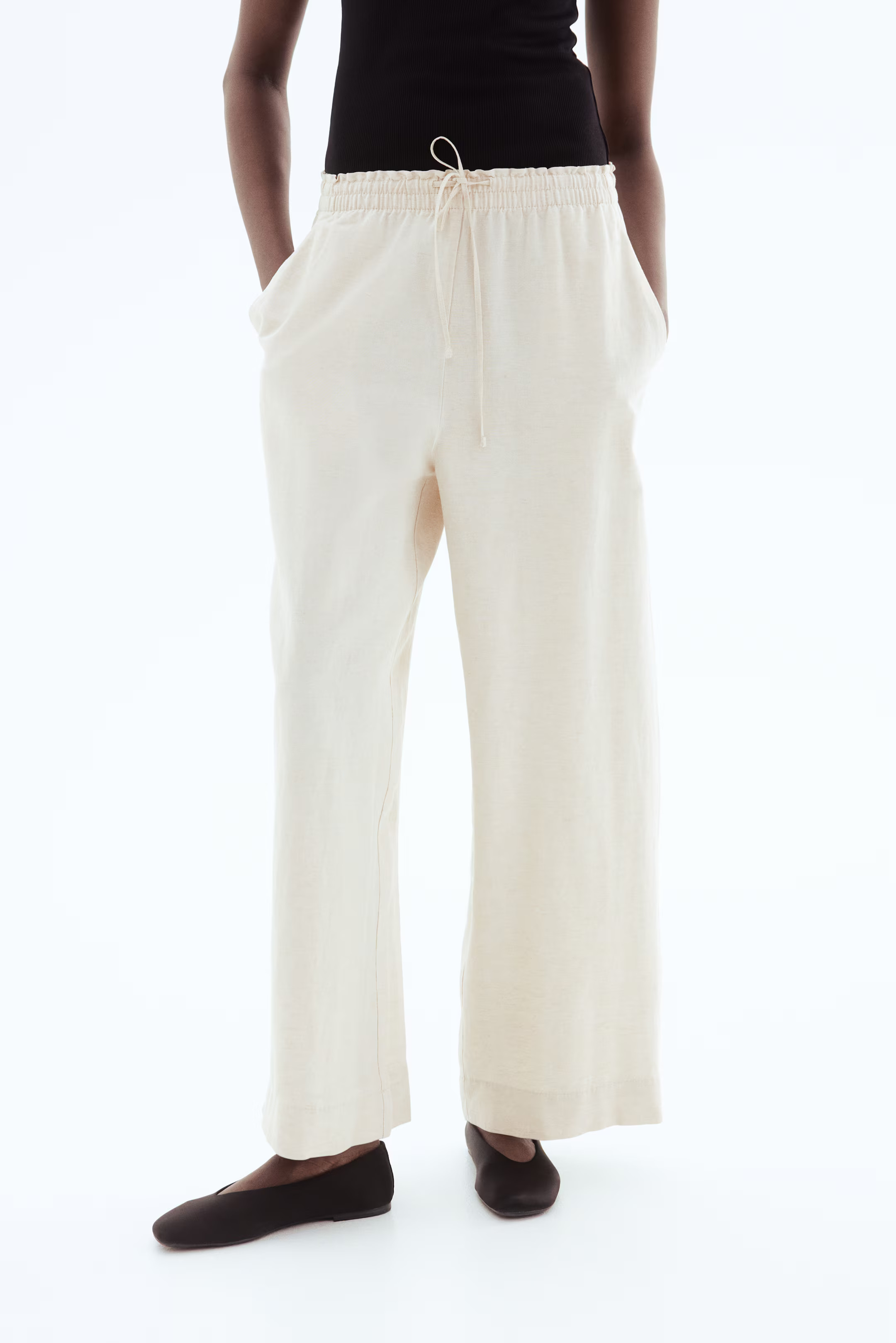 Cropped linen-blend trousers | H&M (UK, MY, IN, SG, PH, TW, HK)