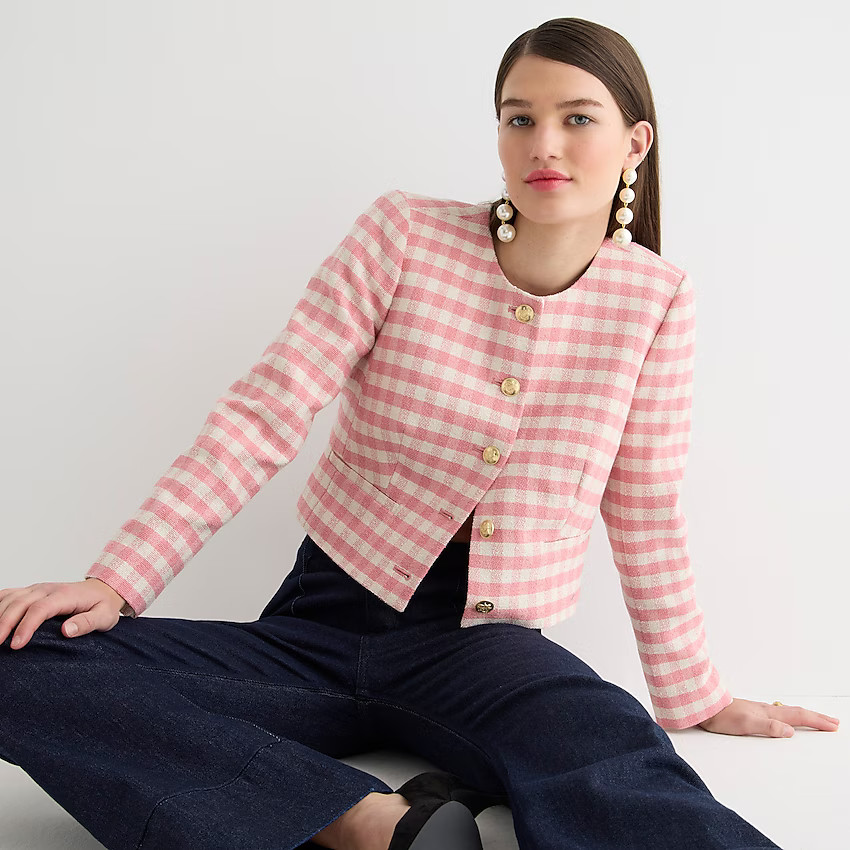 Louisa lady jacket in gingham terry tweed | J. Crew US