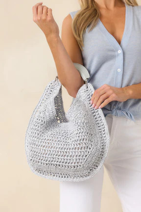 Light & Lovely Light Blue Woven Slouchy Handbag | Red Dress