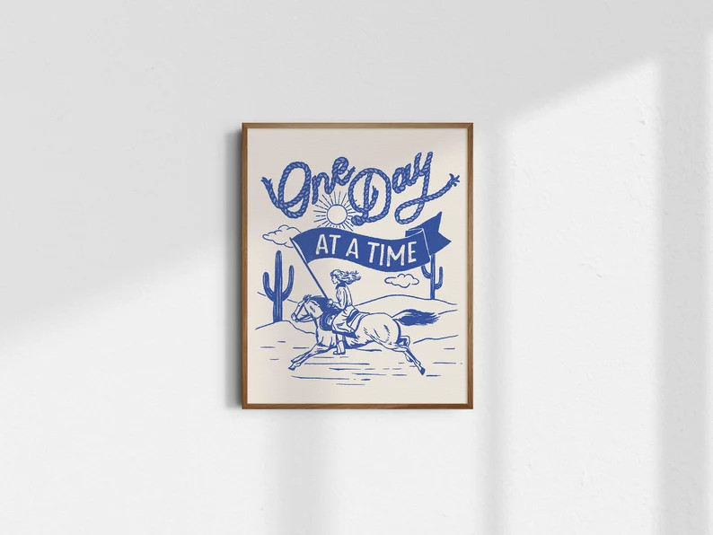 One Day At A Time, Giclée Fine Art Print, Vintage Cowgirl Wall Art, Western Wall Decor, Trendy C... | Etsy (Global)