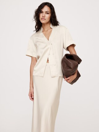 Satin Short-Sleeve Shirt | Banana Republic (CA)