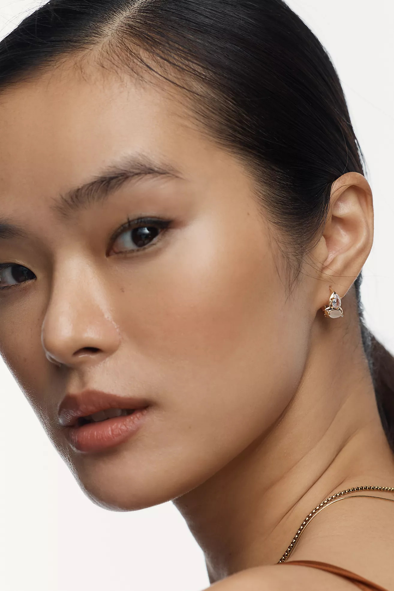 Double Stone Huggie Hoop Earrings | Anthropologie (US)