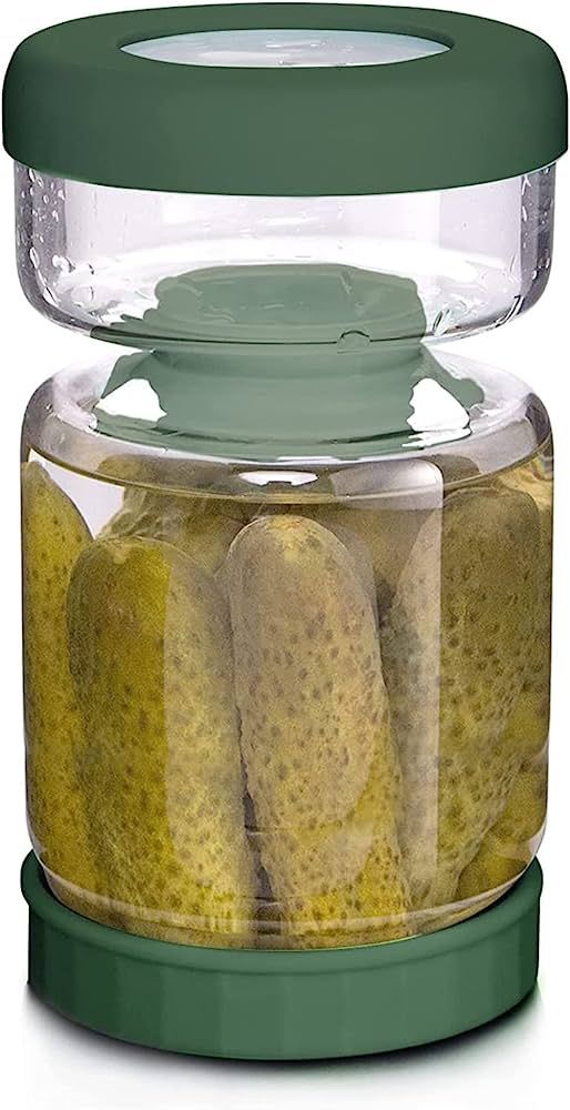 WhiteRhino Glass Pickle Jar,34oz Olive Hourglass Jar with Strainer,Airtight Glass Jar Pickle Juic... | Amazon (US)