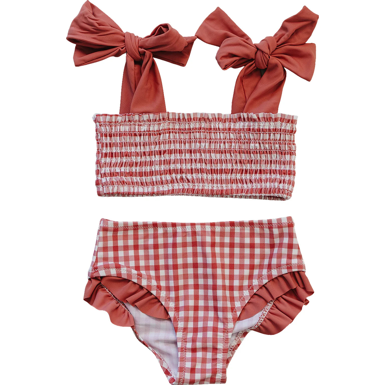Gingham Ruched Bikini Set | Mebie Baby