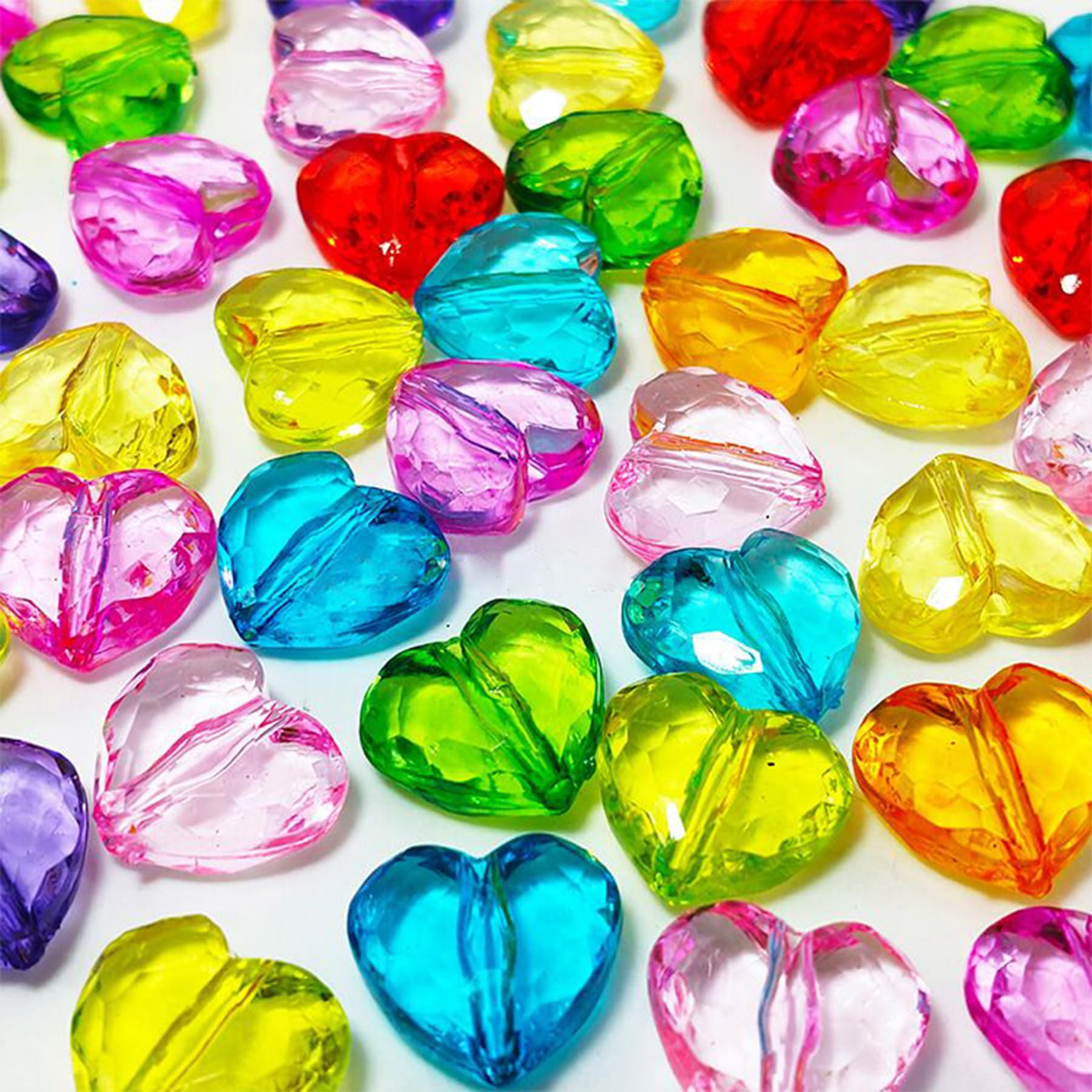 60Pcs Acrylic Heart Beads 20mm Transparent Multicolor Spacer Crystal Beads for for Jewelry Making... | Amazon (US)