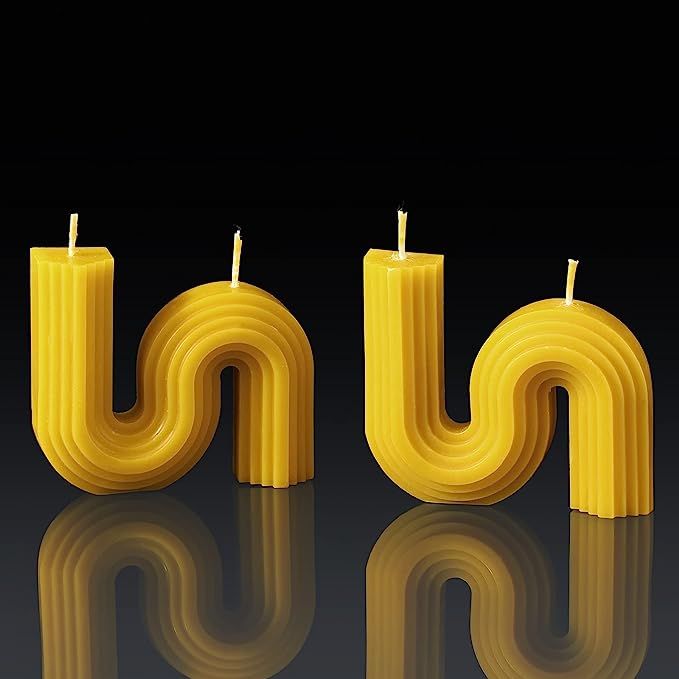 2 Pcs Valentine's Candles Twist Candle Aesthetic Candles S Shape Candle Minimalist Geometric Shap... | Amazon (US)