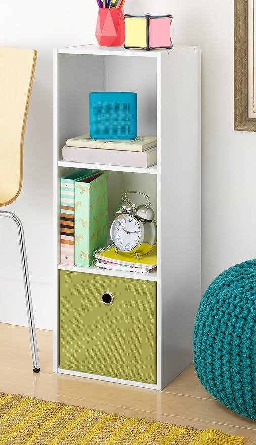 Whitmor 3 Cube Storage Organizer, 3 Tier Stackable MDF Wood Bookcase, Open Storage Display Booksh... | Amazon (US)