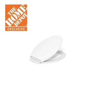 Highline Elongated Grip Tight Bumpers, Soft Close Front Toilet Seat in White | The Home Depot