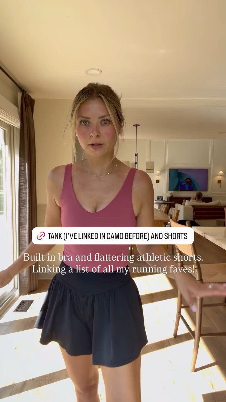 Built in bra and flattering athletic shorts. Linking a list of all my running faves!
