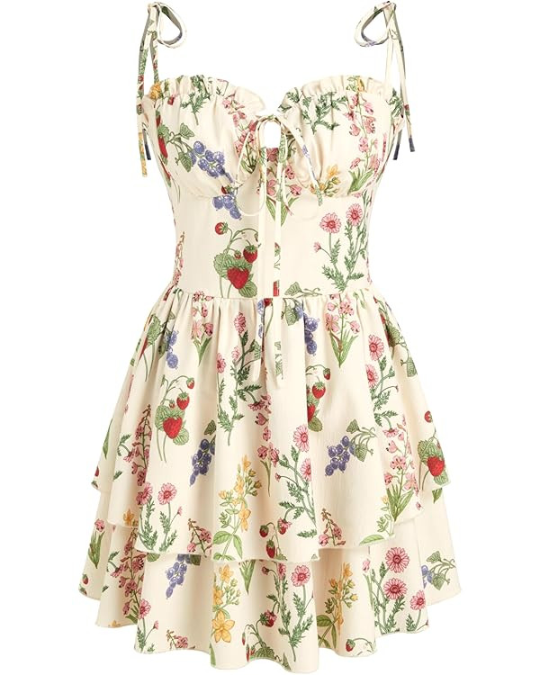 CIDER Womens Summer Dresses Floral Spaghetti Strap Cute Vacation Sundress Dress Boho Casual Outfi... | Amazon (US)