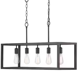 Hampton Bay Boswell Quarter 5-Light Distressed Black Island Chandelier-7965HBDBDI - The Home Depo... | The Home Depot
