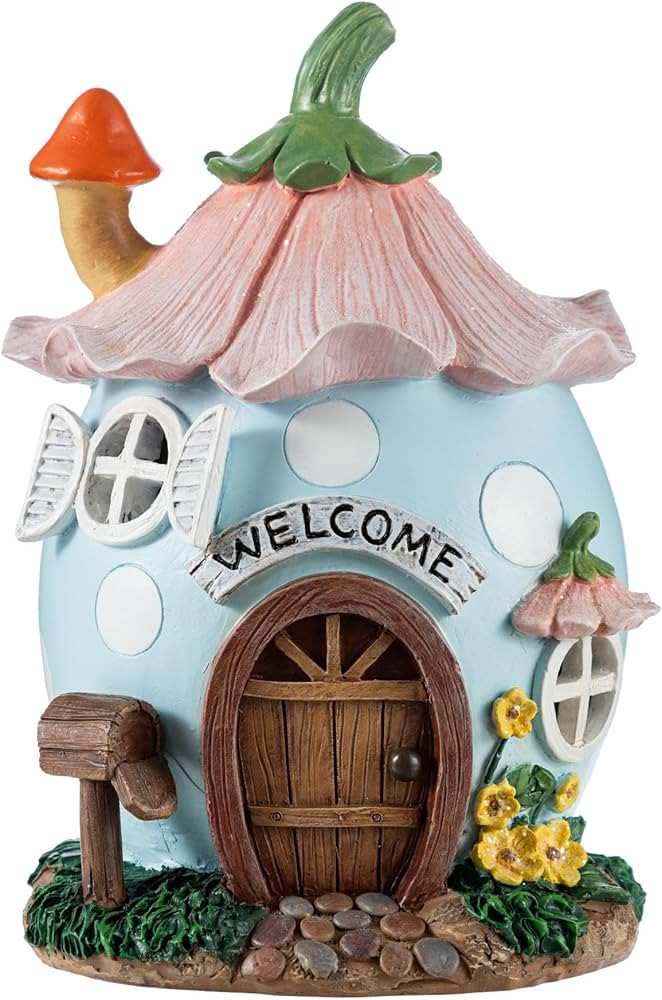 Glitzhome Lighted Easter Egg Decorations Resin Tabletop Centerpiece Decor Egg Shaped House Figuri... | Amazon (US)