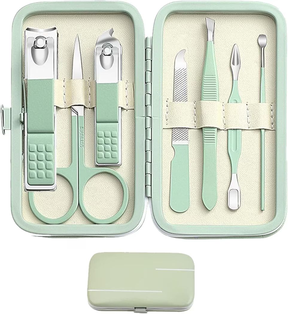 Manicure Set Nail Clipper Set Men Women Toe Finger Nail Clipper Personal Care Tools with Portable Travel Case Manicure Pedicure Tools Grooming Kit Gift for Men Women Family Friends Wife(Green) | Amazon (US)
