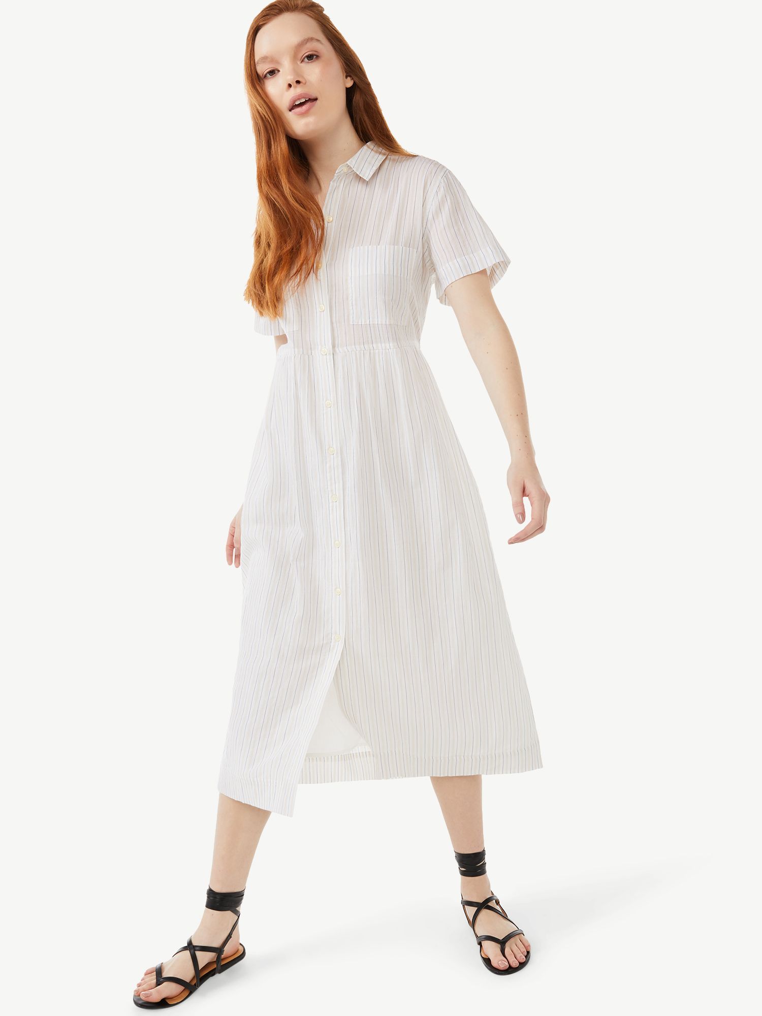 Free Assembly Women’s Short Sleeve Maxi Shirtdress | Walmart (US)