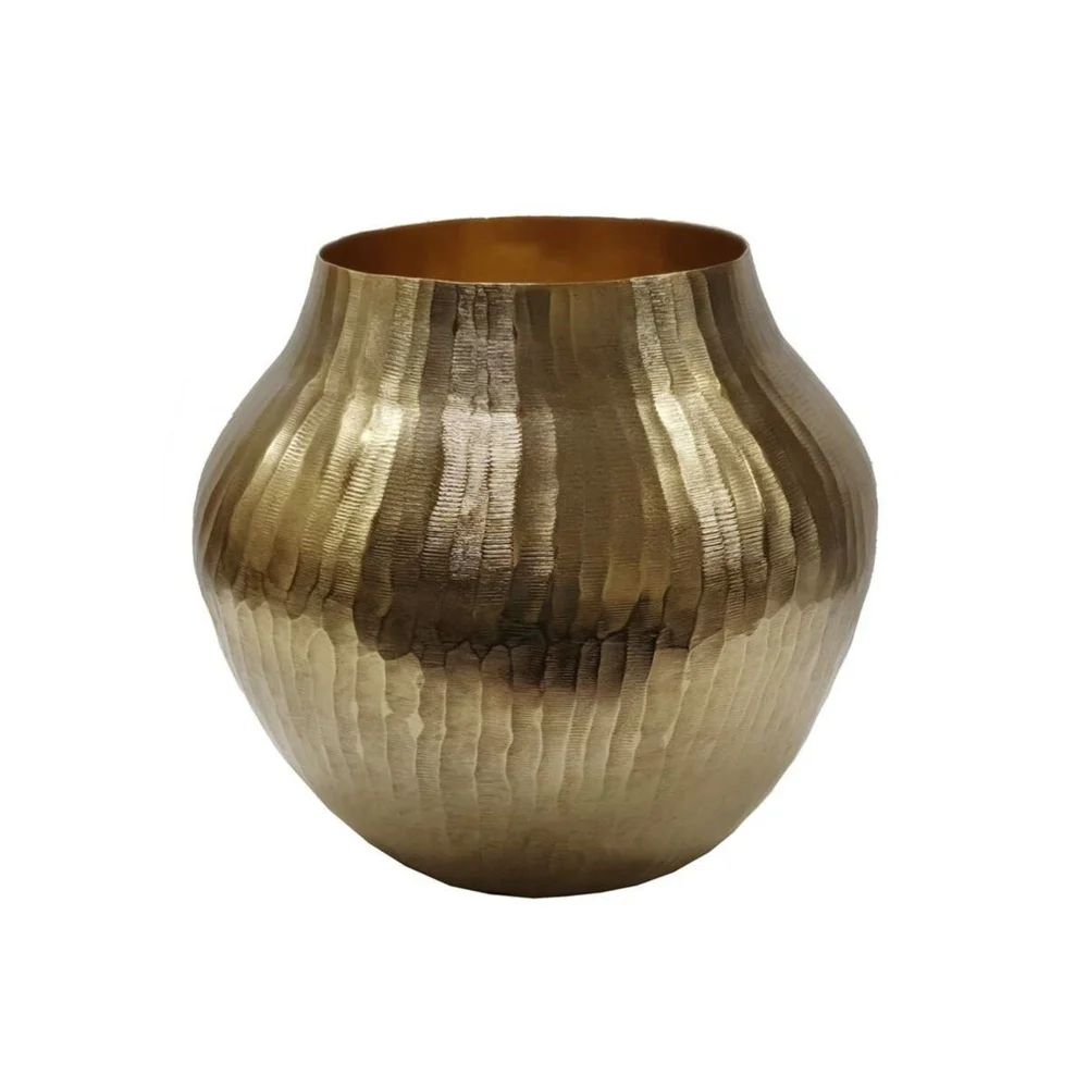 13.25" Gold Solid Contemporary Decorative Chiseled Vase - Large (Gold) | Bed Bath & Beyond