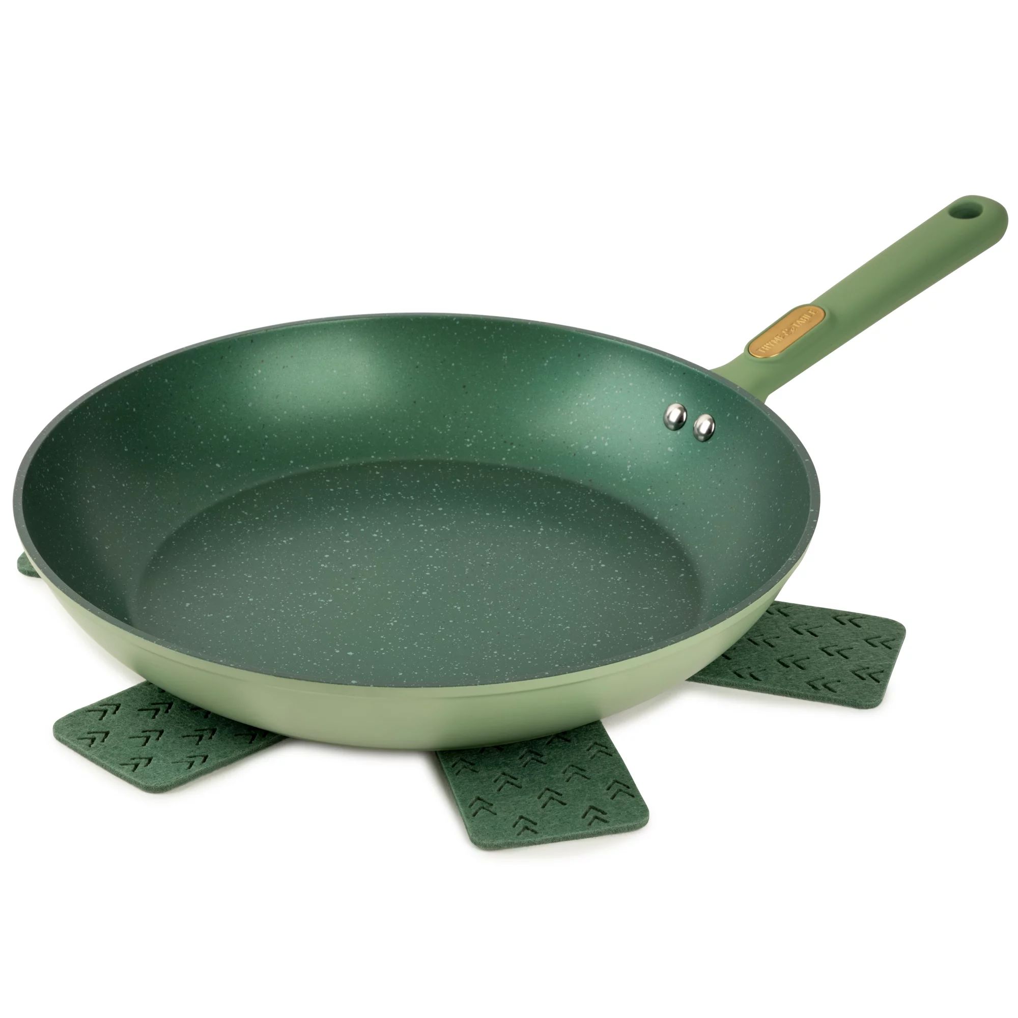 Thyme & Table Non-Stick 12.5 Inch Fry Pan with Stainless Steel Base, Green | Walmart (US)