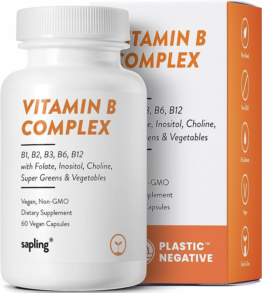 sapling Vegan Vitamin B Complex - Whole Food Blend with Essential B Vitamins B1, B2, B3, B5, B6, ... | Amazon (US)