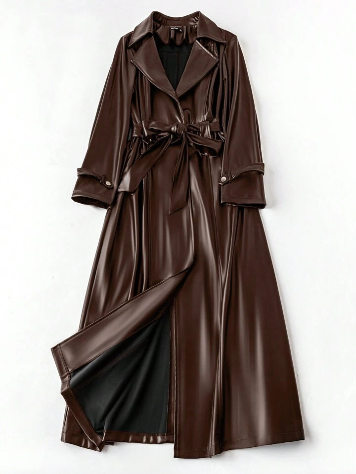 Celure Plus Size Casual Loose Fit Notched Collar Windbreaker, Autumn | SHEIN