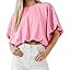 Womens Summer Crewneck Crop Tops Short Sleeve Casual Loose Cropped T Shirts | Amazon (US)