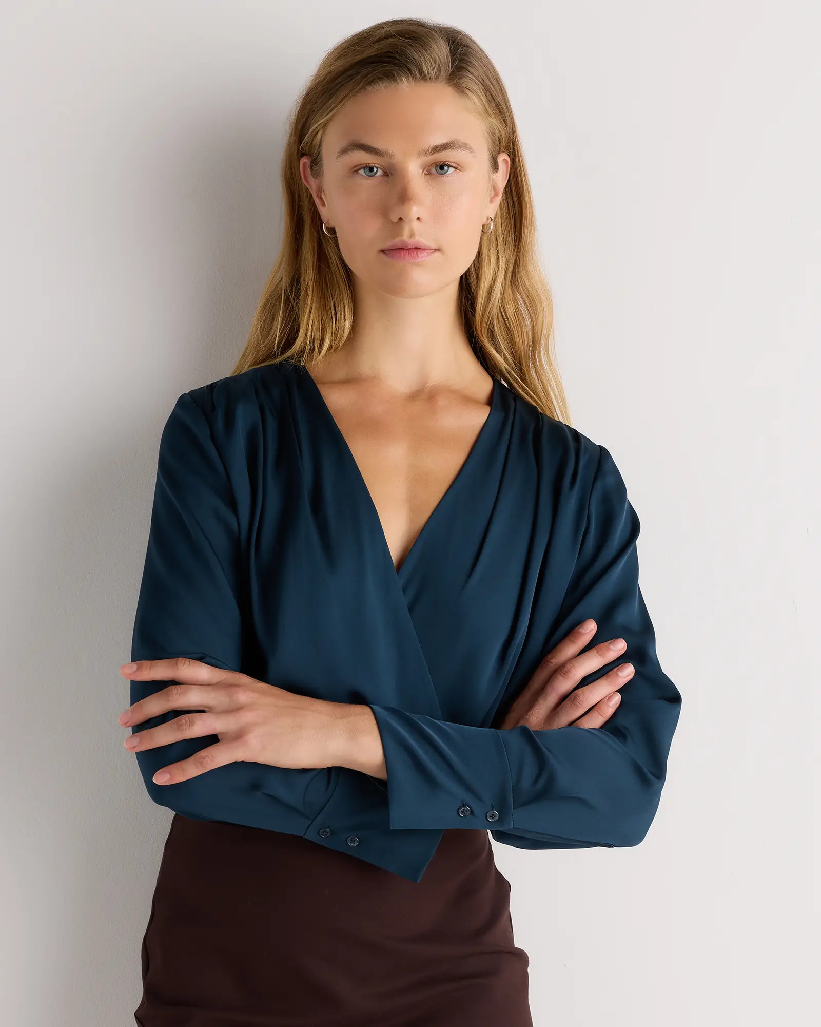 Washable Stretch Silk Surplice Bodysuit | Quince