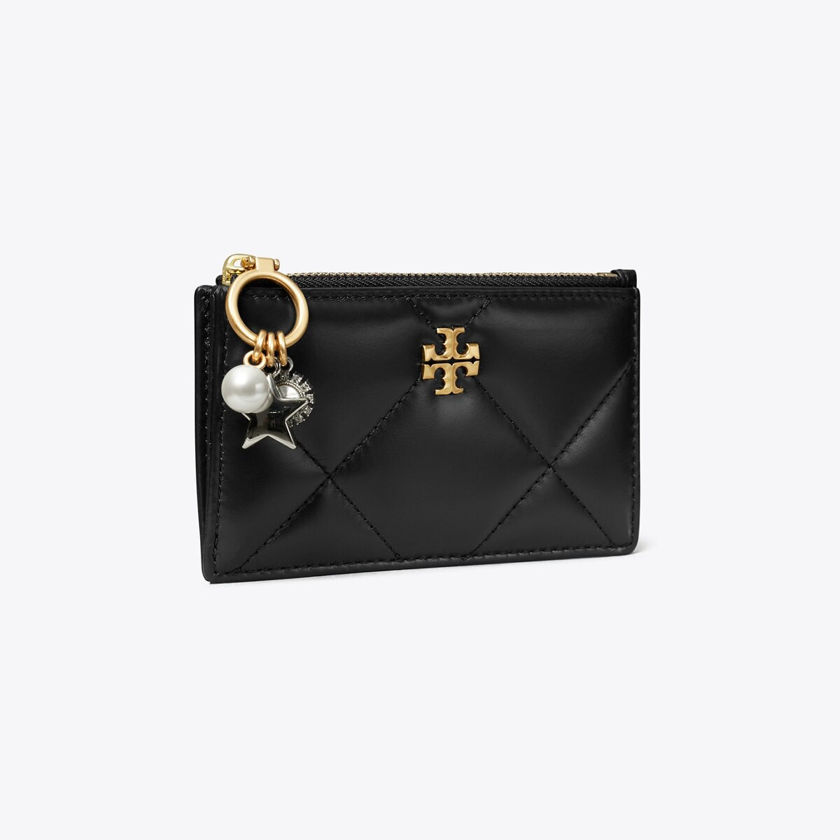 Kira Diamond Quilt Charm Zip Card Case: Women's Designer Card Cases | Tory Burch | Tory Burch (US)