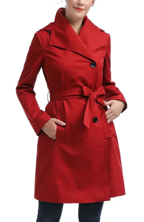 Kimi & Kai Elsa Hooded Trench Coat in Red at Nordstrom, Size X-Large | Nordstrom