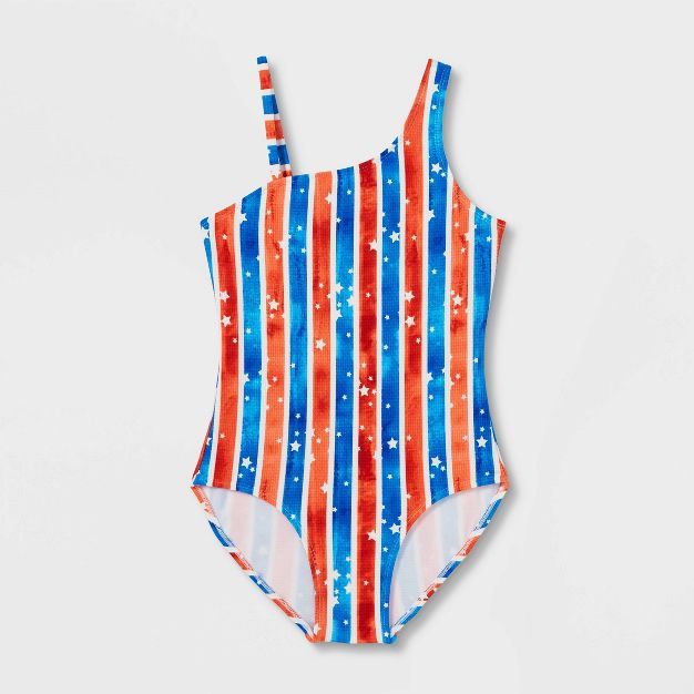Girls' Striped One Piece Sleeveless Swimsuit - Cat & Jack™ | Target