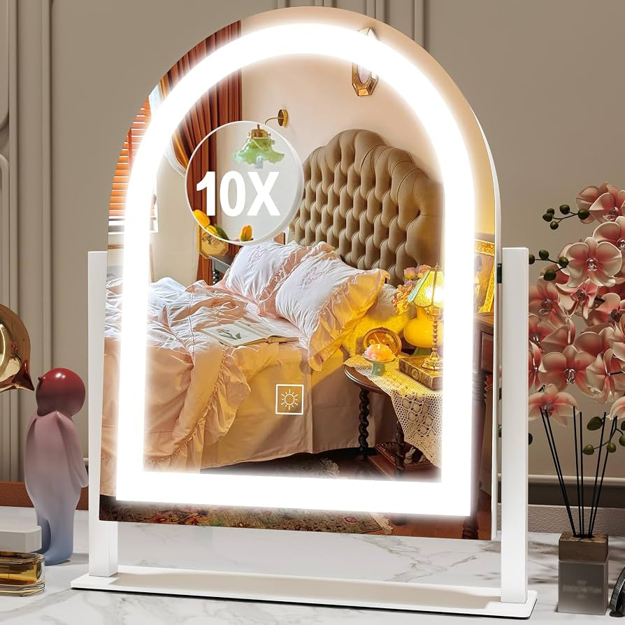 ROLOVE Lighted Makeup Mirror with 3-Color Dimmable Lighting, with Removable 10x Magnifier, Smart ... | Amazon (US)