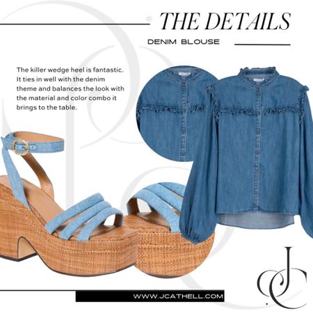 The tiniest ruffle detail across the front of this denim blouse is everything, paired with white denim for a crisp and fresh look. 

#LTKstyletip #LTKitbag #LTKshoecrush