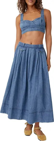 Free People Maddox Denim Bra Top & Maxi Skirt Set | Nordstrom | Nordstrom