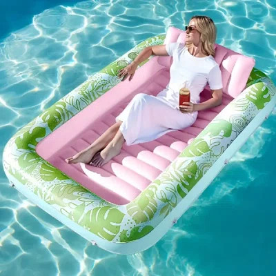 Inflatable Tanning Pool Lounger Float, 70" X 46" Pool Floats Adult With Pillow, 4 In 1 Suntan Tub Raft Floatie, Sunbathing Bed Lounge For Water Blow U | Wayfair North America