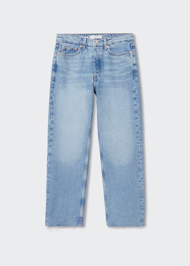 Gerade crop-jeans mit hohem bund -  Damen | Mango Deutschland | MANGO (DE)