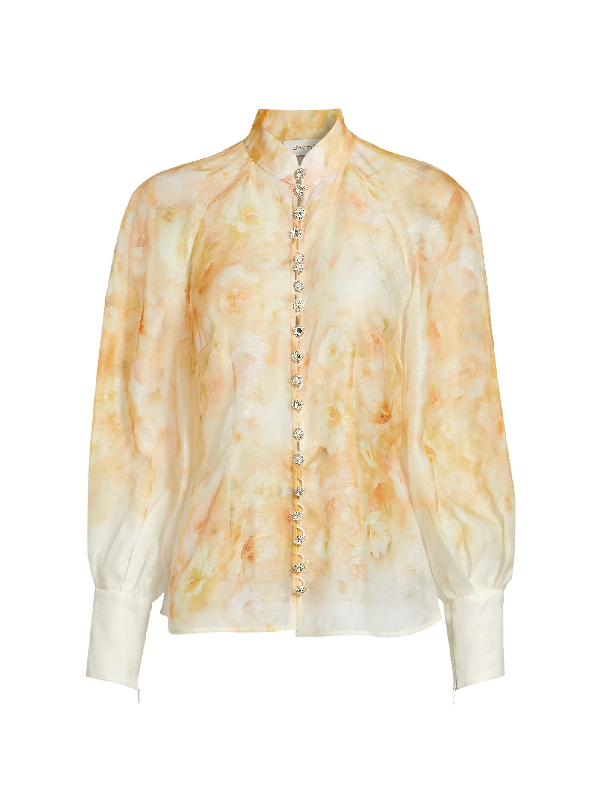Zimmermann Crush Embellished-Button Shirt | Saks Fifth Avenue | Saks Fifth Avenue