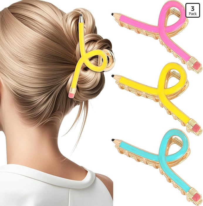 YARIEW Pencil Hair Claw Clips for Women Thick Hair Clips for Teacher Gifts | Amazon (US)