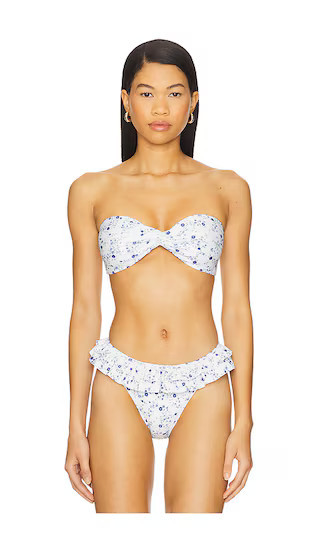 MORE TO COME Billi Bikini Top in Ivory,Blue. - size M | Revolve Clothing (Global)