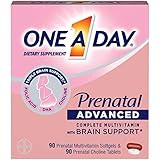 One A Day Women’s Prenatal Advanced Complete Multivitamin with Brain Support* with Choline, Folic Acid, Omega-3 DHA & Iron for Pre, During and Post Pregnancy, 90+90 Count, (180 Count Total Set) | Amazon (US)