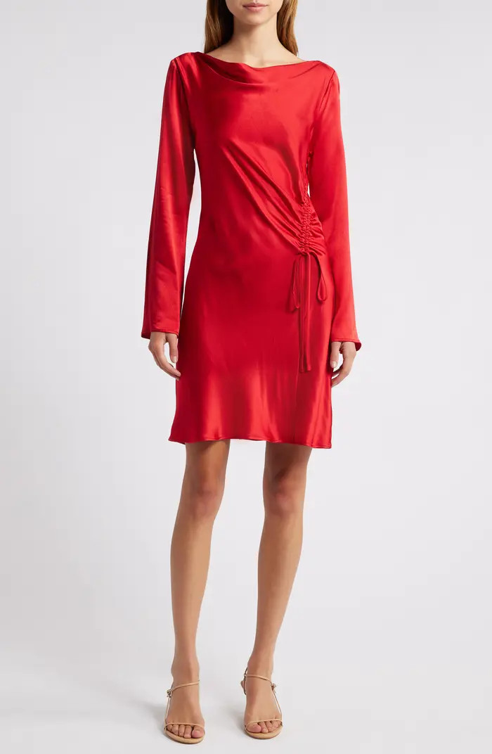 Rails Alessandra Long Sleeve Ruched Satin Dress | Nordstromrack | Nordstrom Rack