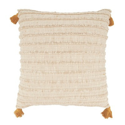 Saro Lifestyle Timeless Texture Striped Woven Throw Pillow Cover, 20"x20", Yellow | Target